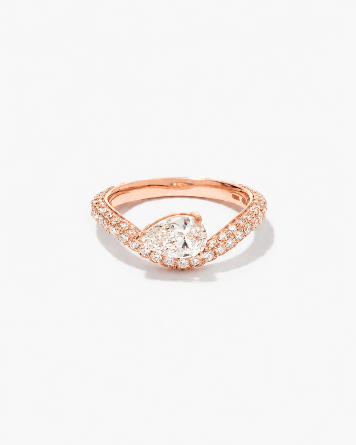 Temperance Solitaire Pavé, Anello